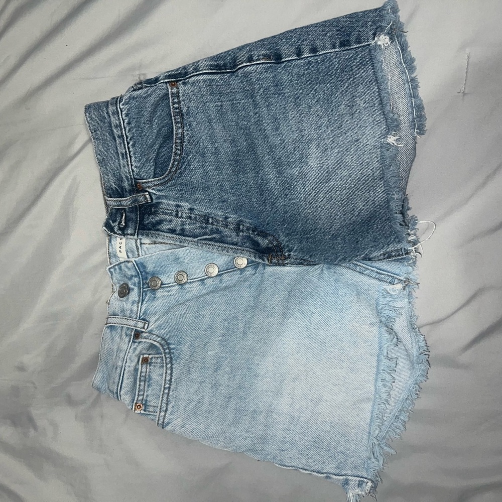 PacSun Two-Tone Jean Shorts - Dark Blue and Light Blue